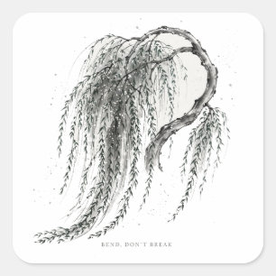 Bend Don't Break — Taoist Willow Shirt Square Sticker