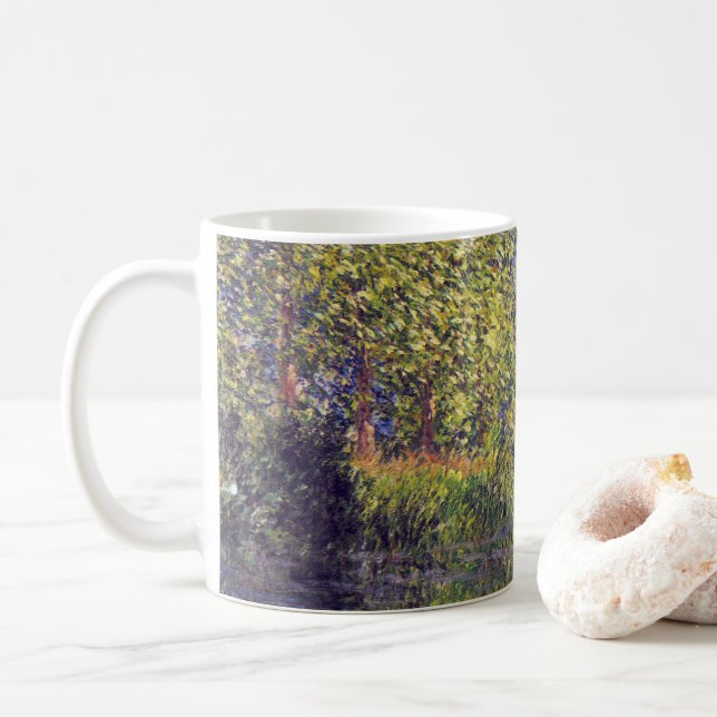 Bend in Epte River near Giverny by Claude Monet Coffee Mug (With Donut)