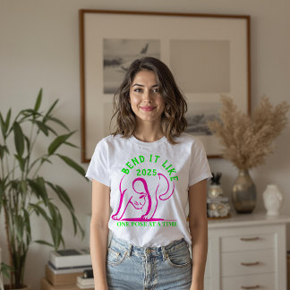 Bend It Like 2025: Yoga Cat Fun Womens T-Shirt