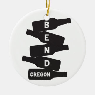 Bend Oregon Beer Bottle Stack Logo Ceramic Tree Decoration