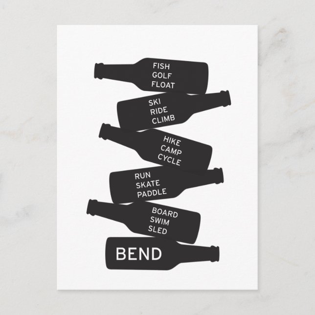 Bend Oregon Beer Bottle Stacked Outdoor Activities Postcard (Front)