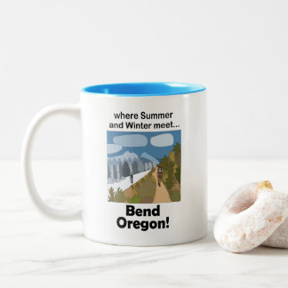 Bend Oregon Dual Season Vibe Weekend Getaway Two-Tone Coffee Mug