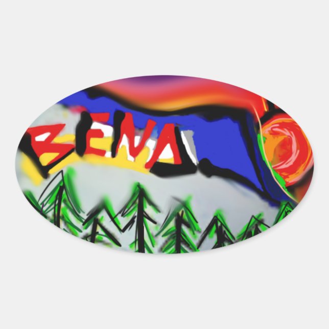 Bend Oregon Logo Oval Sticker (Front)