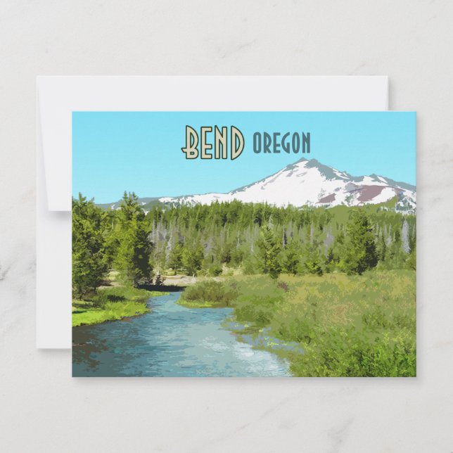 Bend Oregon Mountain River Forest Flat Card (Front)