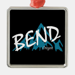Bend Oregon Mountains Metal Tree Decoration
