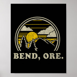 Bend Oregon Or T Shirt Vintage Hiking Mountains Te Poster