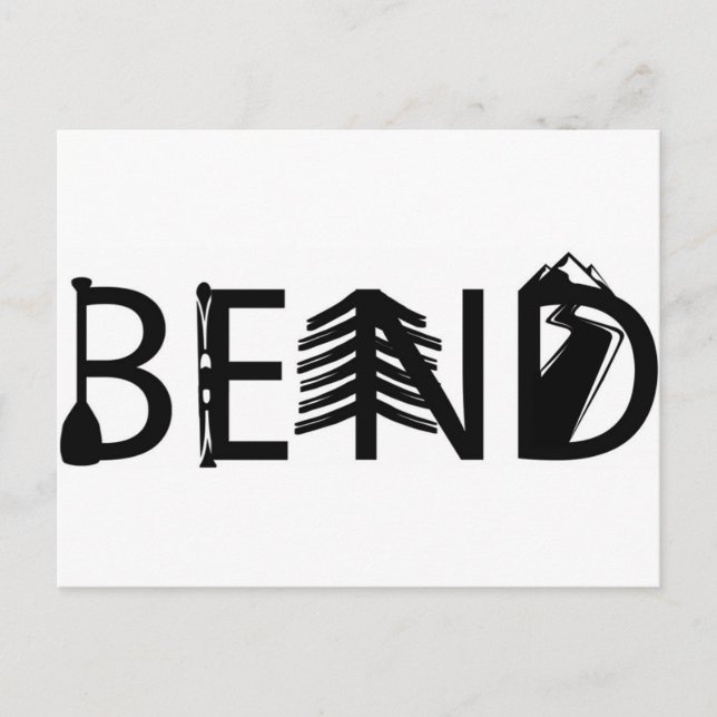 Bend Oregon Outdoor Activity Letters Logo Postcard (Front)