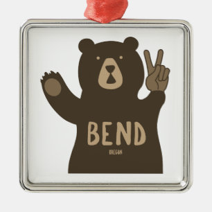 Bend Oregon Peace Bear Metal Tree Decoration
