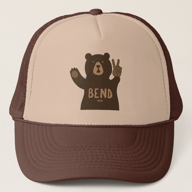 Bend Oregon Peace Bear Trucker Hat (Front)