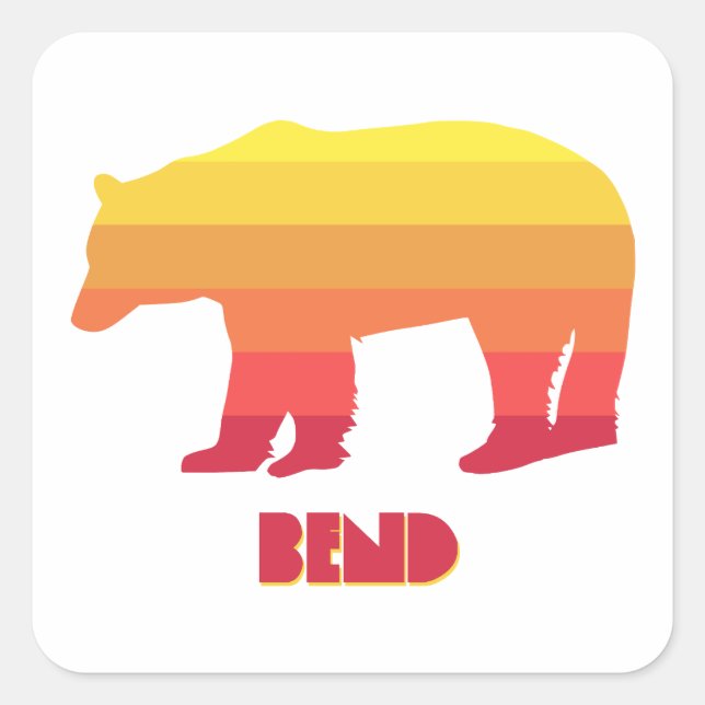 Bend Oregon Rainbow Bear Square Sticker (Front)