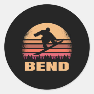 Bend Oregon Snowboarding Outdoor Vintage Or Retro Classic Round Sticker