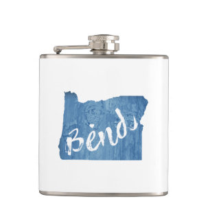 Bend, Oregon Wood Grain Hip Flask