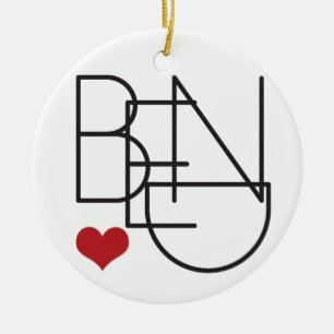 Bend Oregon Word Heart Logo Ceramic Tree Decoration