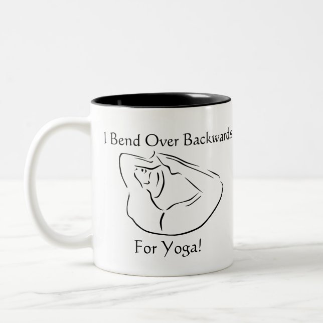 Bend Over Backwards For Yoga Funny Yoga Two-Tone Coffee Mug (Left)