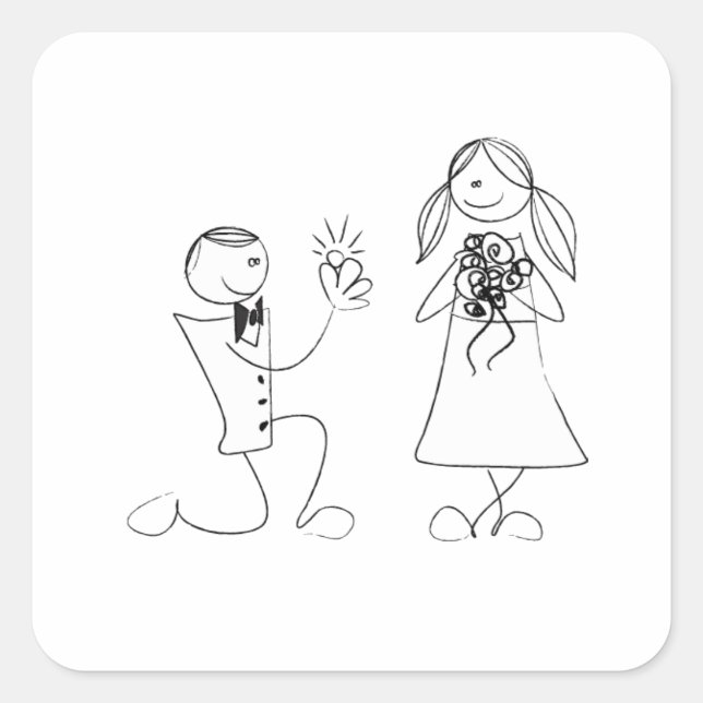 Bended Knee Proposal Wedding Sticker (Front)