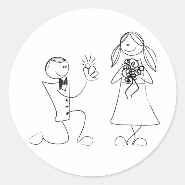 Bended Knee Proposal Wedding Sticker (Front)