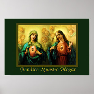 Bendicion del Hogar Jesus & Virgen Spanish Poster