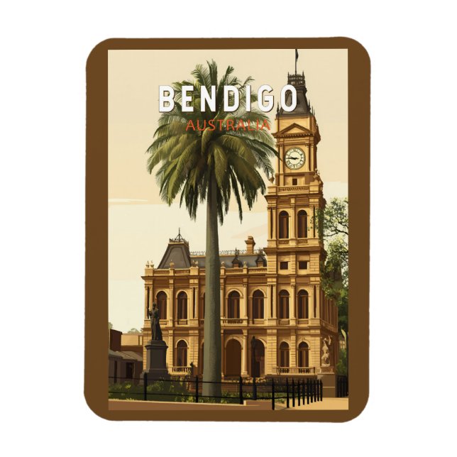 Bendigo Australia Travel Art Vintage Magnet (Vertical)