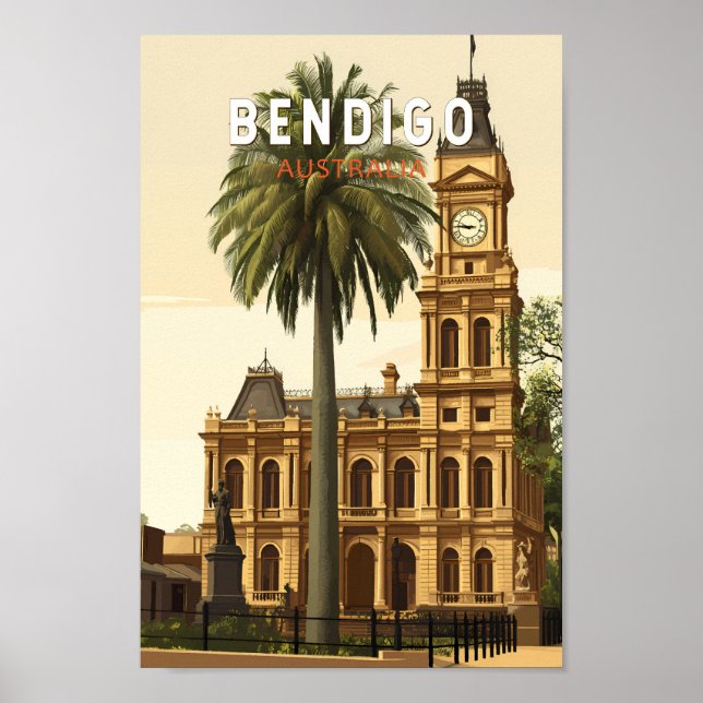 Bendigo Australia Travel Art Vintage Poster (Front)