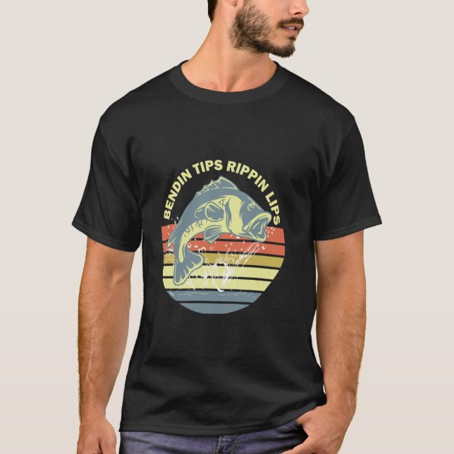 Bending Tips Rippin Lips TSHIRT Funny Fishing tees (Front)