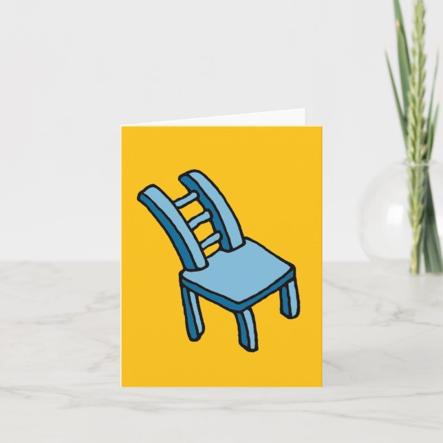Bendy Blue Chair Cartoon Illustration Folded Note Card (Front)