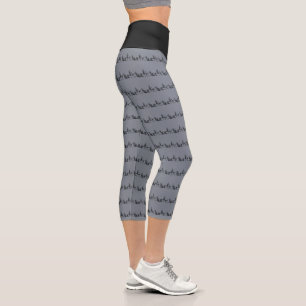 Bendy Bones -Funny Yogi Skeletons- Gray Activewear Capri Leggings