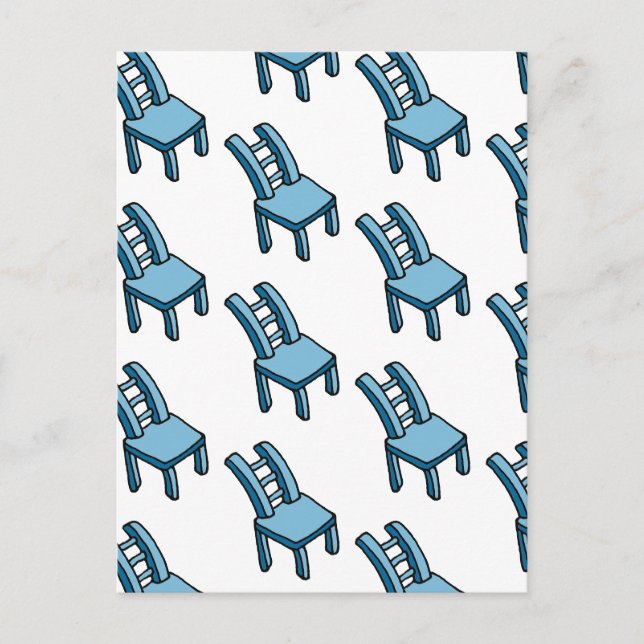 Bendy Warped Blue Chair Cartoon Illustration Postcard (Front)