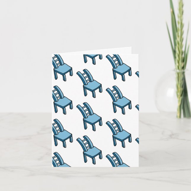 Bendy Warped Blue Chair Illustration Folded Note Card (Front)
