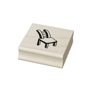 Bendy Warped Chair Cartoon Illustration Rubber Stamp