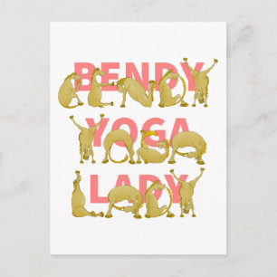 Bendy Yoga Lady Funny Cute Pony Postcard