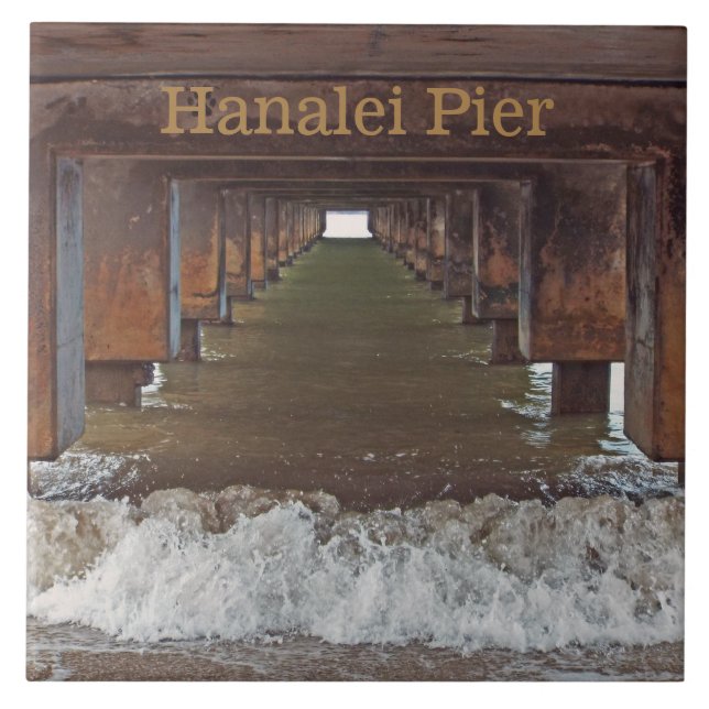 "BENEATH HANALEI PIER" (KAUAI) TILE (Front)