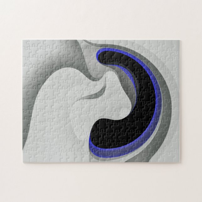 Beneath the Blue: Abstract Grey, Black & Blue Jigsaw Puzzle (Horizontal)