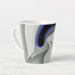 Beneath the Blue: Abstract Grey, Black & Blue Latte Mug