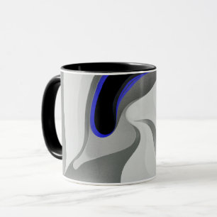 Beneath the Blue: Abstract Grey, Black & Blue Mug