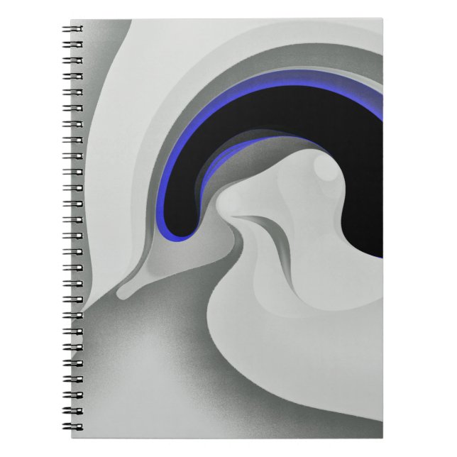 Beneath the Blue: Abstract Grey, Black & Blue Notebook (Front)