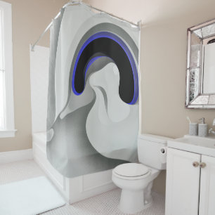 Beneath the Blue: Abstract Grey, Black & Blue Shower Curtain