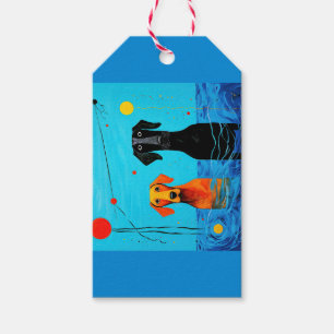 Beneath the Blue Horizon - Surreal Colourful Dogs Gift Tags