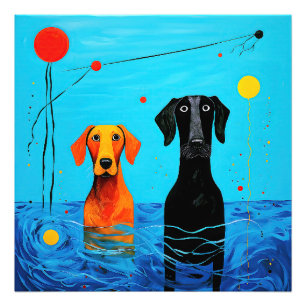 Beneath the Blue Horizon - Surreal Colourful Dogs Photo Print