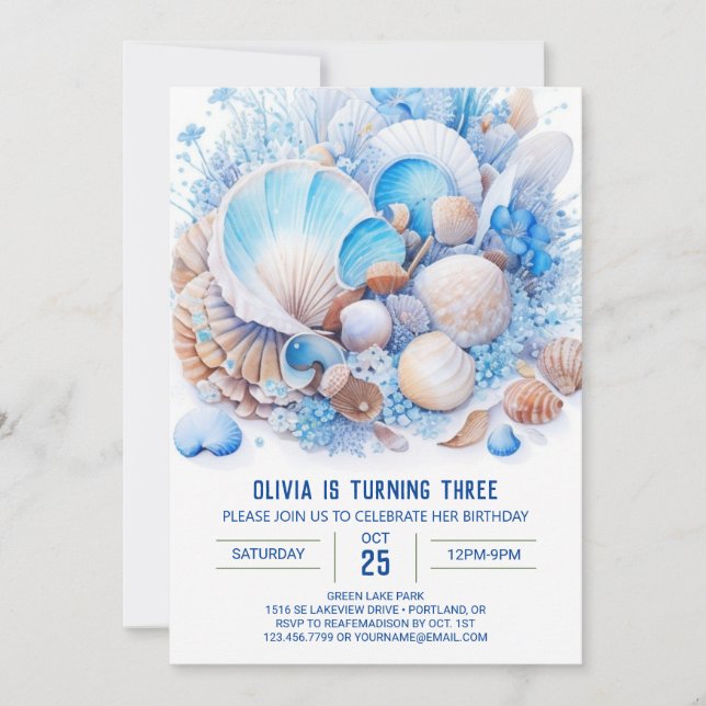 Beneath the Waves Boy Birthday Invitation (Front)