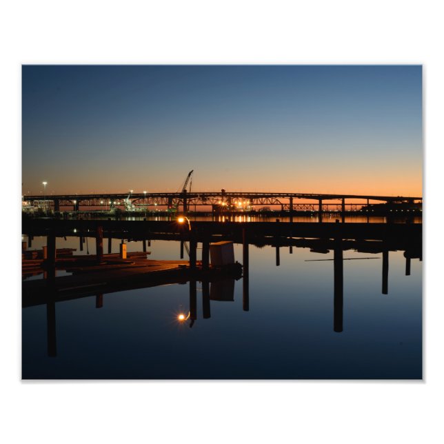 Benecia Bridge and Martinez Marina at Sunrise Photo Print (Front)