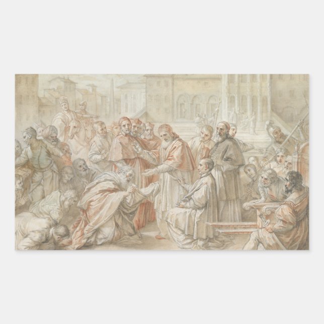 Benedetto Luti - Pius V and the Ambassador of the Rectangular Sticker (Front)