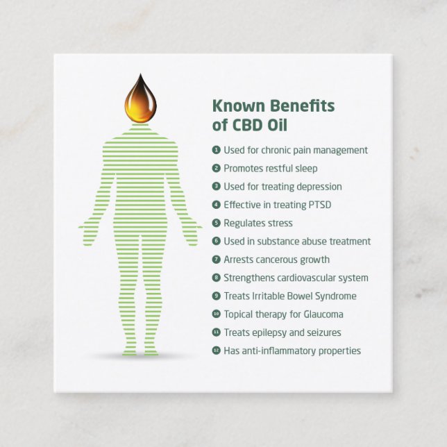 Benefit of cbd oil square business card (Front)