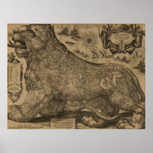 Benelux countries 1611 - Leo Belgicus Poster
