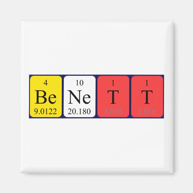 Benett periodic table name magnet (Front)