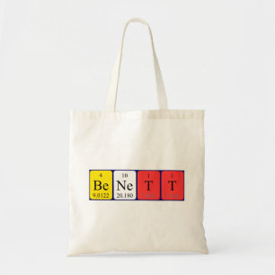 Benett periodic table name tote bag
