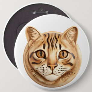 Bengal Cat 3D Inspired 6 Cm Round Badge