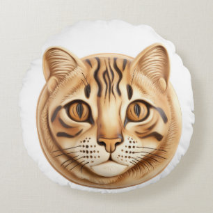 Bengal Cat 3D Inspired Round Cushion