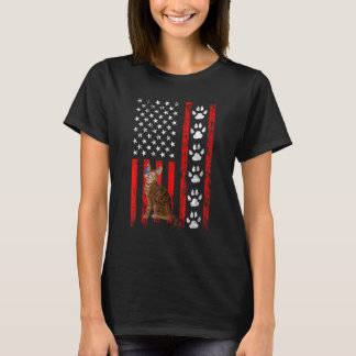 Bengal Cat 4th Of July Patriotic American Flag Paw T-Shirt
