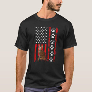 Bengal Cat 4th Of July Patriotic American Flag Paw T-Shirt