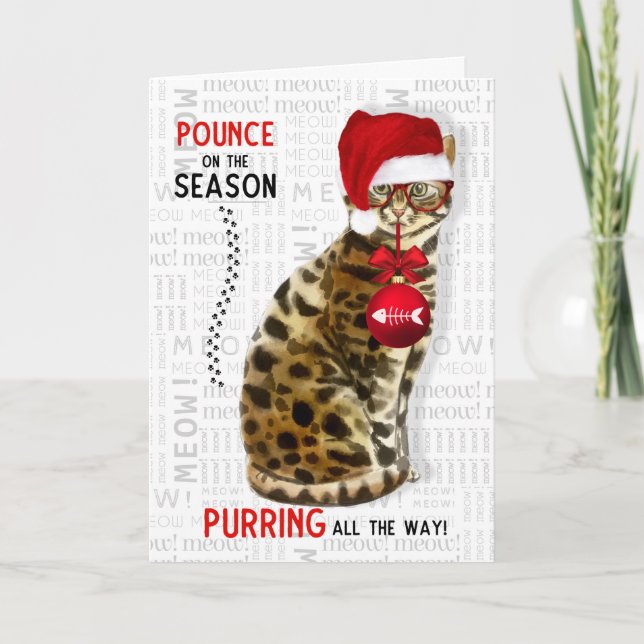 Bengal Cat Breed Funny Christmas Card (Front)